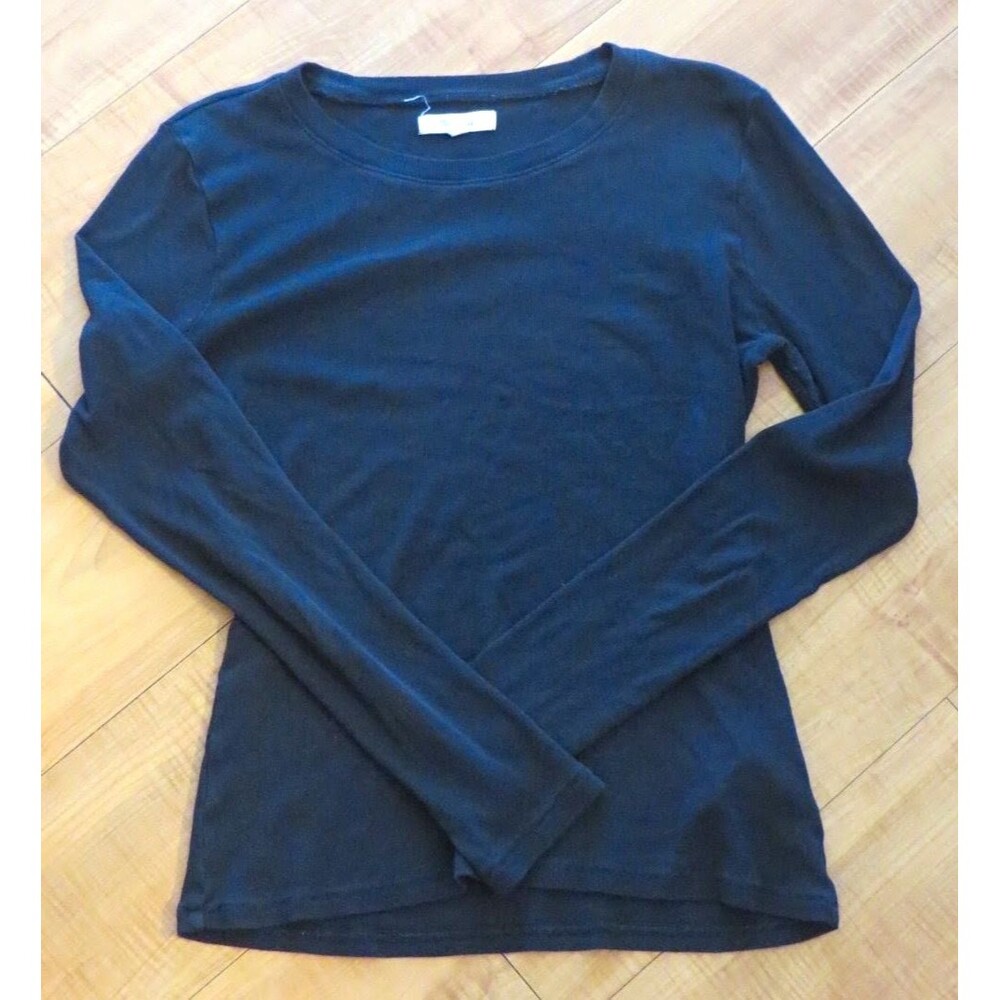 Madewell Women's Black Solid Knit Crew Neck Long Sleeve Pullover T-Shirt M